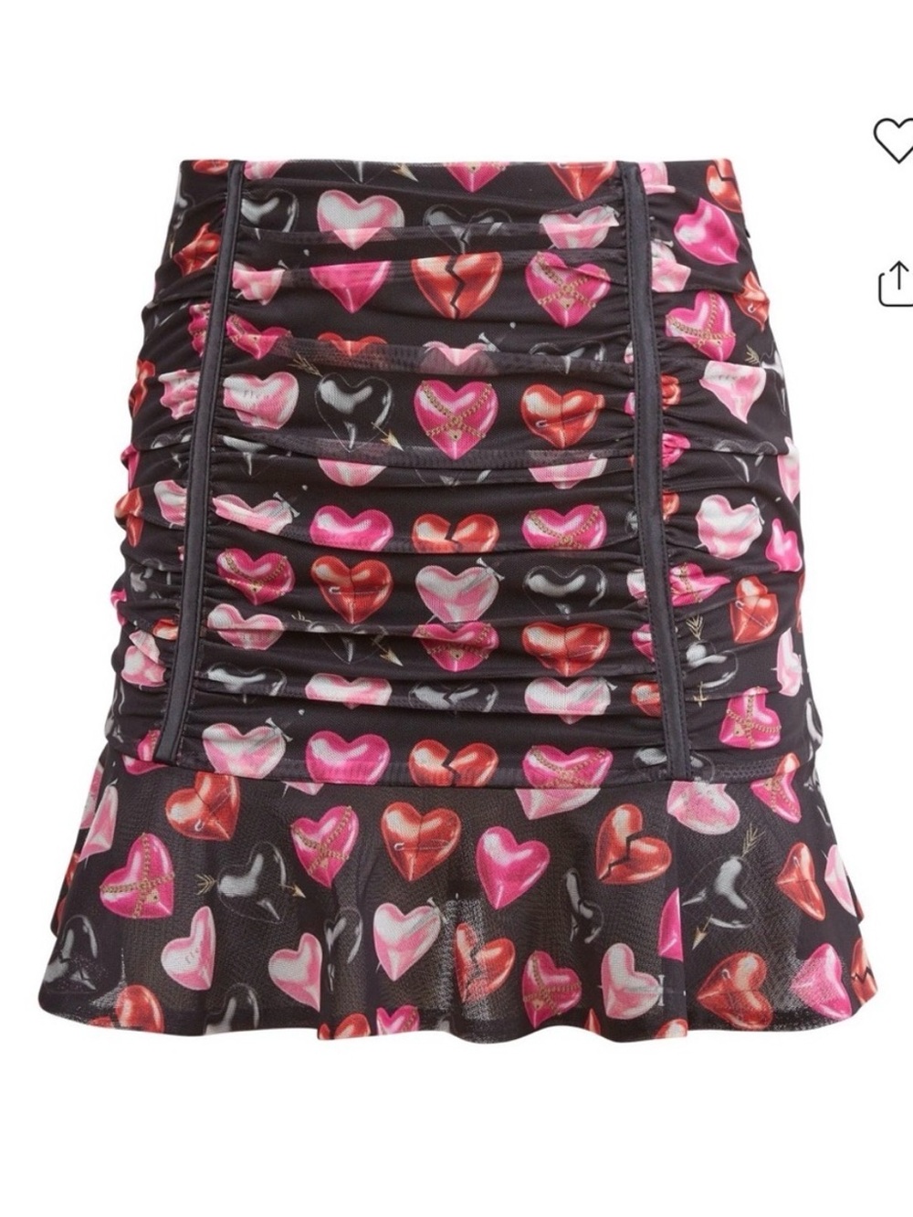 Fleur Du Mal Heartbreaker Ruched Mini Skirt - Black/Pink size Small